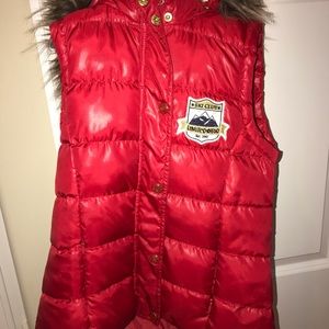 Red Fur Puffer Vest